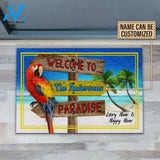 Personalized Beach Parrot Welcome To Paradise Custom Doormat | WELCOME MAT | HOUSE WARMING GIFT