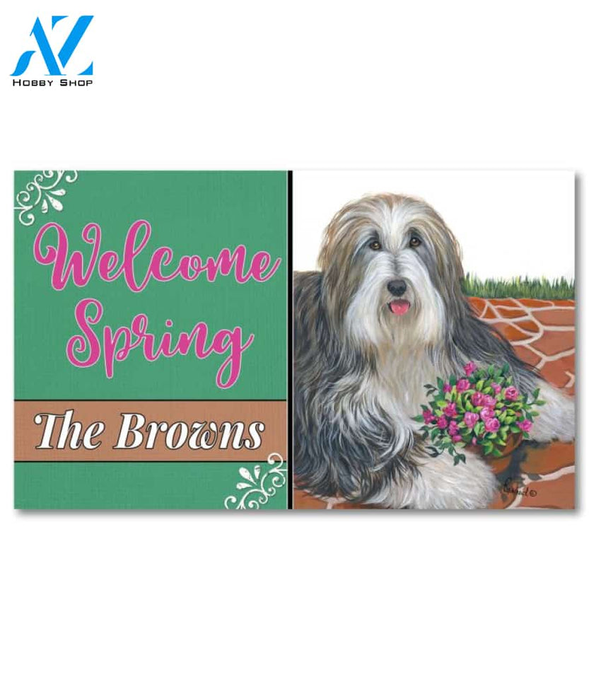 Personalized Bearded Collie Pot of Roses Doormat - 18" x 30"