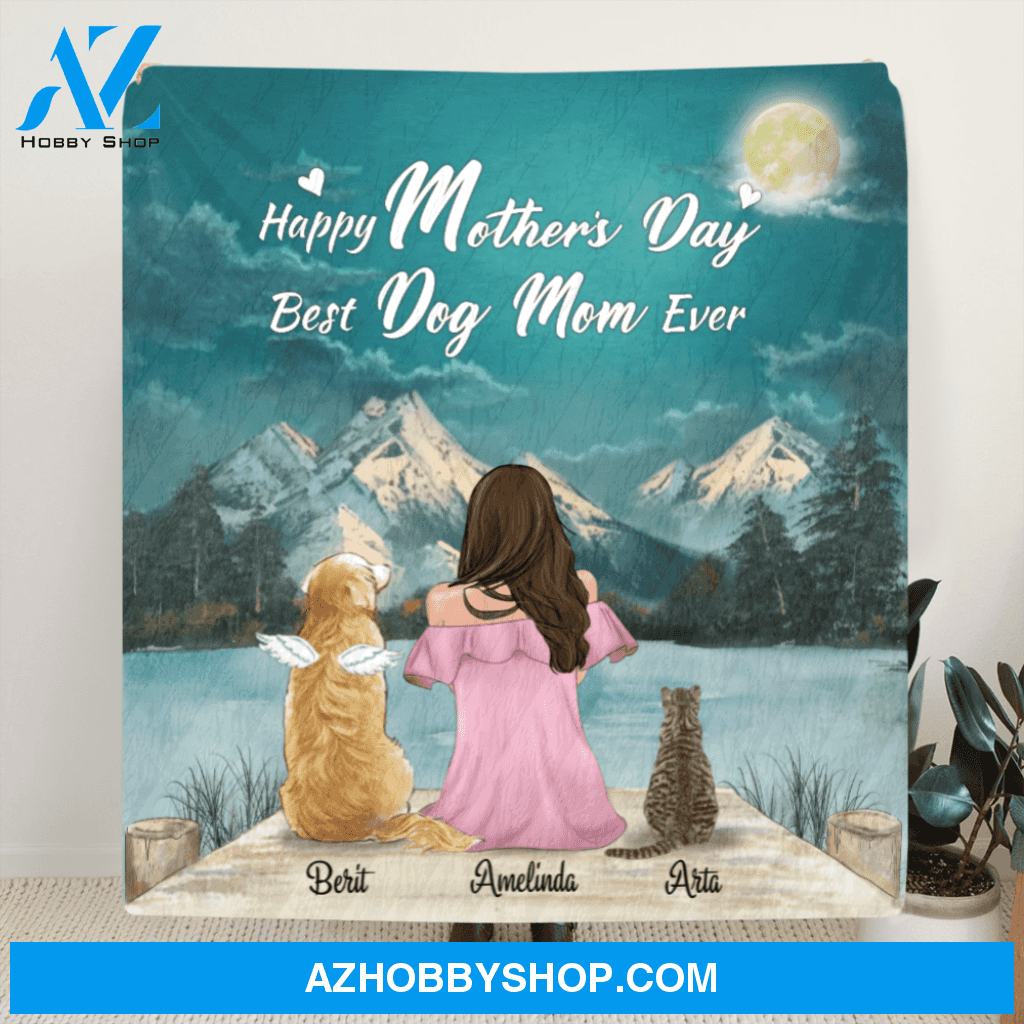 Personalized Blanket Gift Idea For Dog Mom, Cat Mom - Mom and 2 Pets Quilt Blanket, Upto 5 Pets - Best Dog Mom Ever - NG3BW9