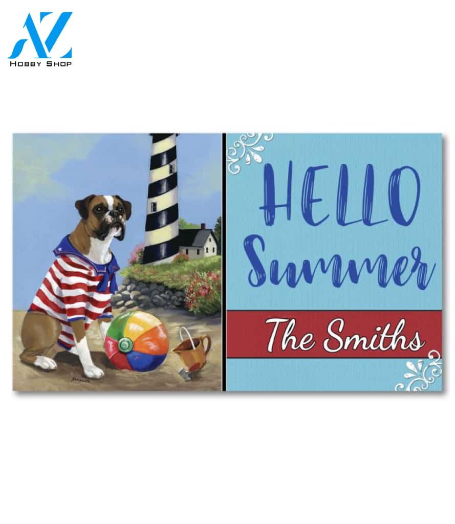 Personalized Boxer Beach Baby Doormat - 18" x 30"
