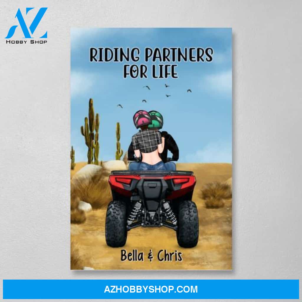 Personalized Canvas, All-Terrain Vehicle Riding Partners, Gift for ATV Quad Bike Couples