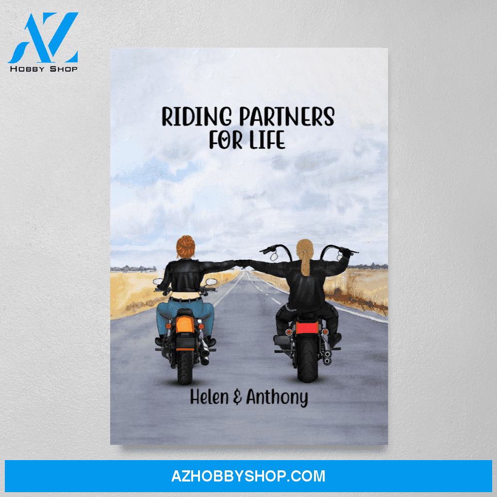 Personalized Canvas, Chubby Biker Couple and Friends, Custom Gift for Motorbike Lovers