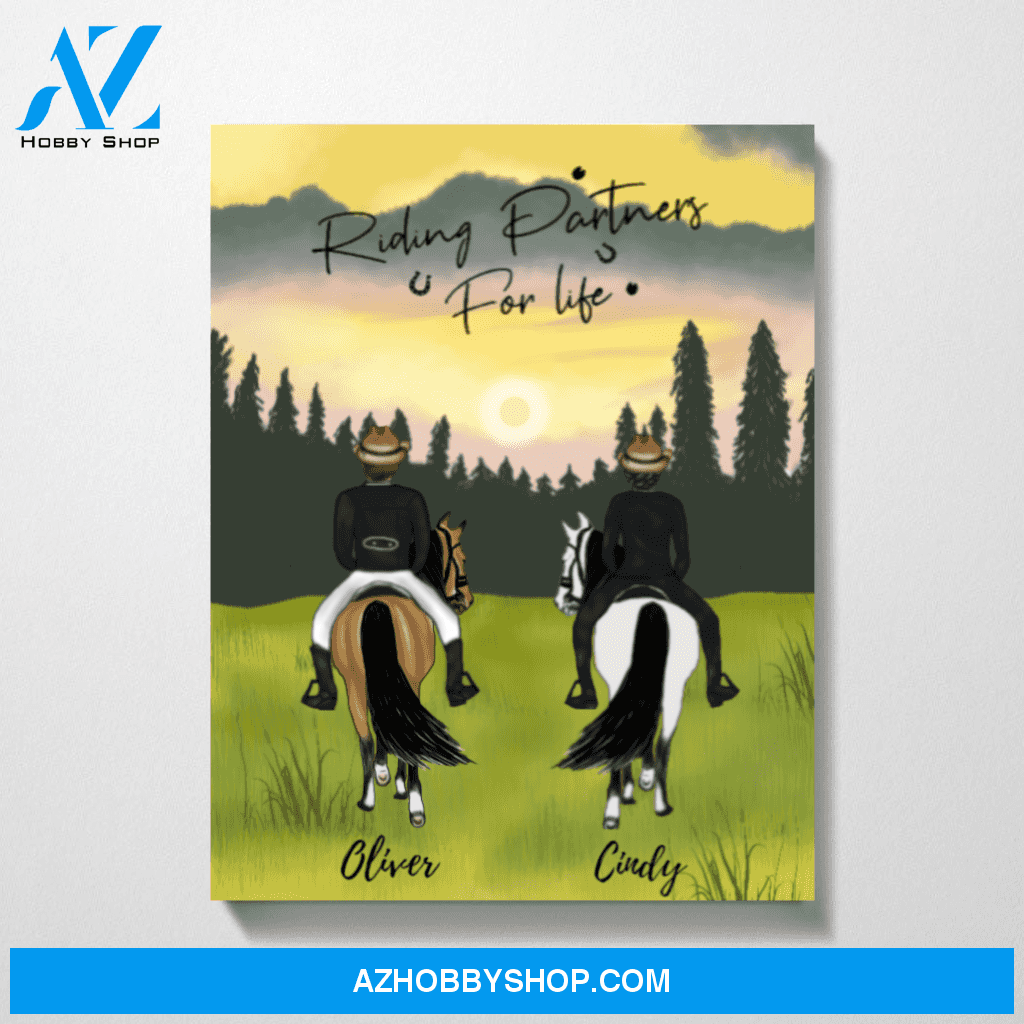 Personalized Canvas, Custom Couple Man Woman Horse Riding