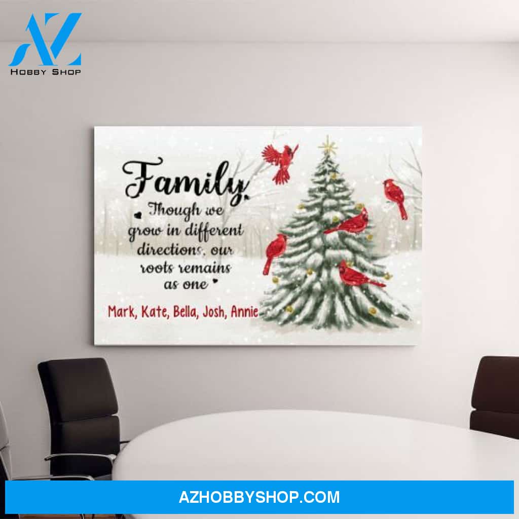 Personalized Canvas, Family Though We Grow In Different Directions, Christmas Gift For Family