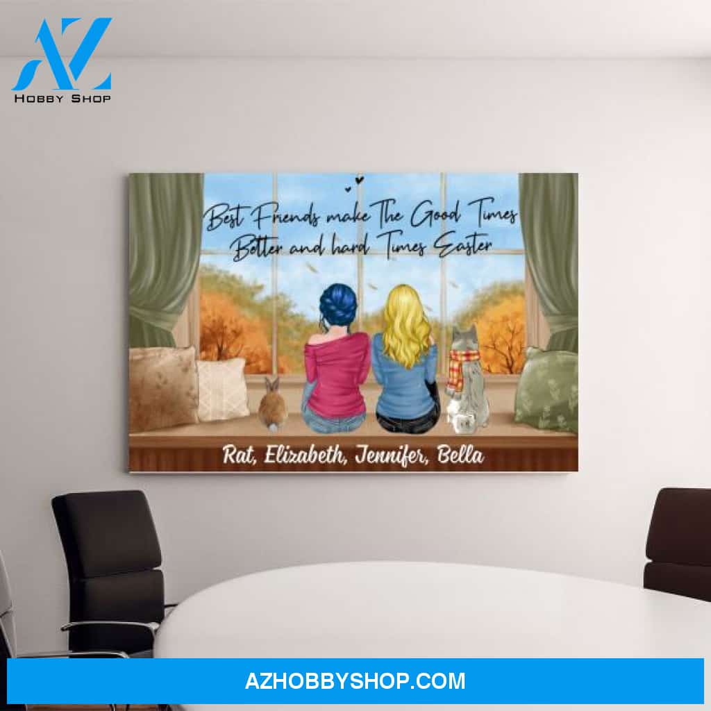 Personalized Canvas, Gift For Dog Lovers, Cat Lovers, Rabbit Lovers, Fall Gift For Sisters Best Friends