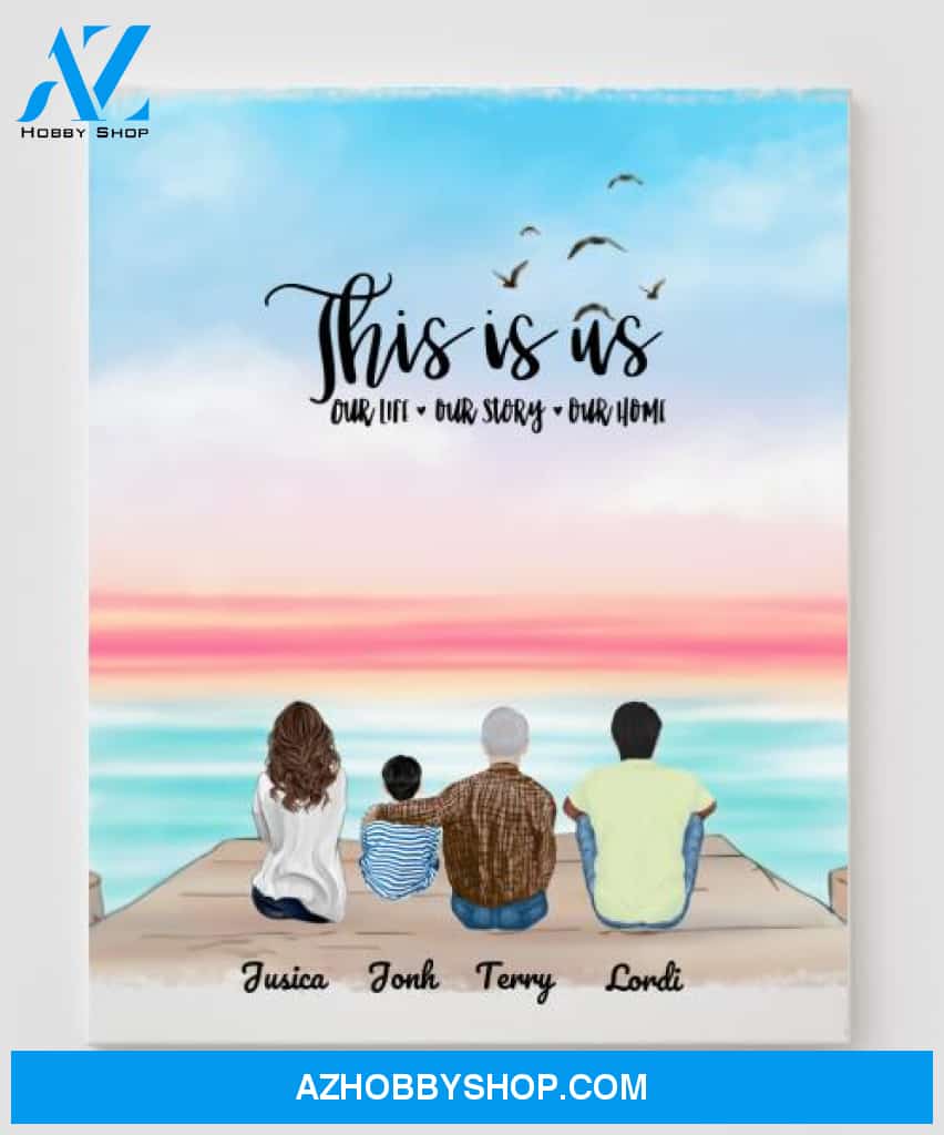 Personalized Canvas, Gifts For The Whole Family Canvas Wall Art, Wall Decor Visual Art Gift Dad, Gift Mom, My Poster Wall Gift Family - 4 People In The Family V2