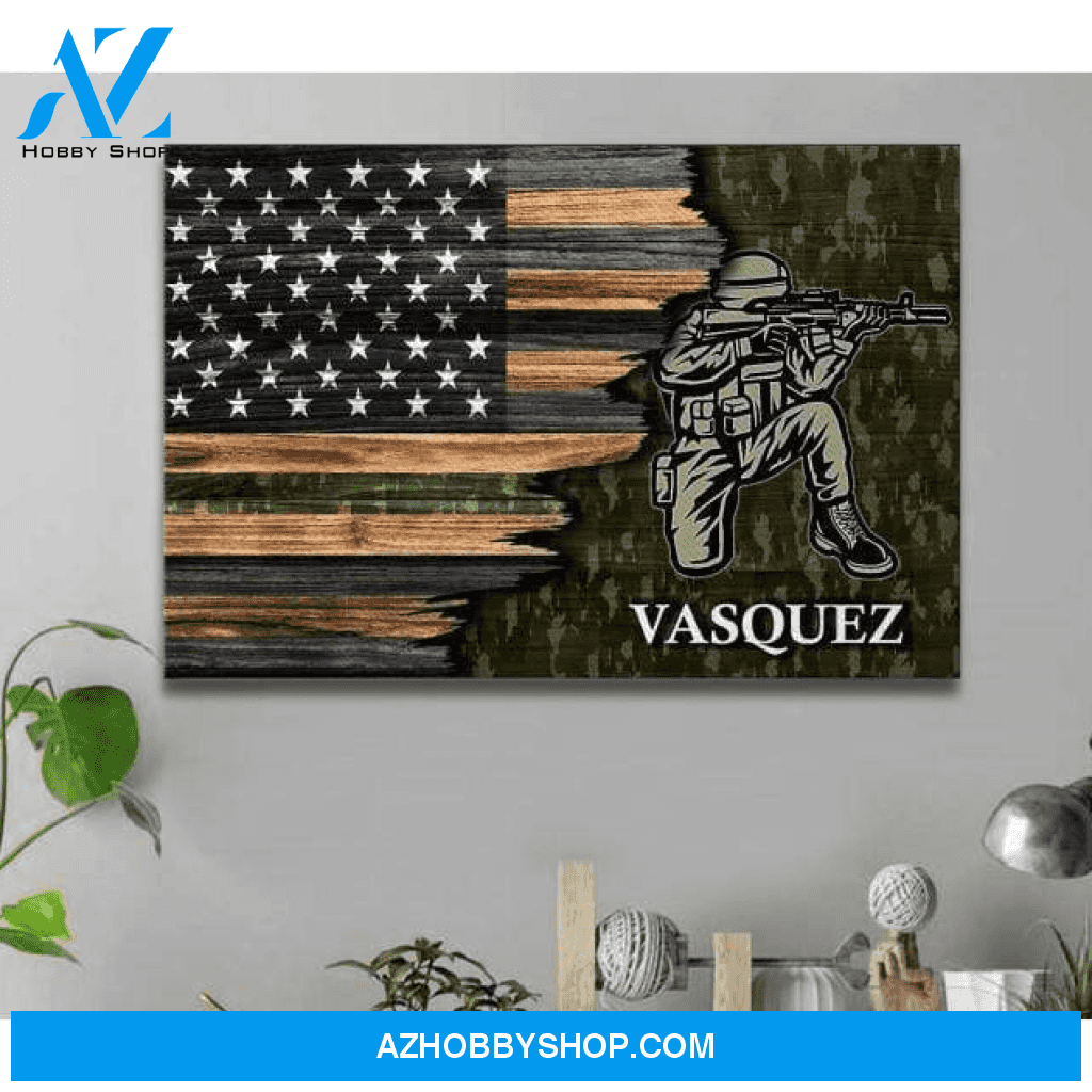 Personalized Canvas - Half Thin Green Line - Army - Ctm