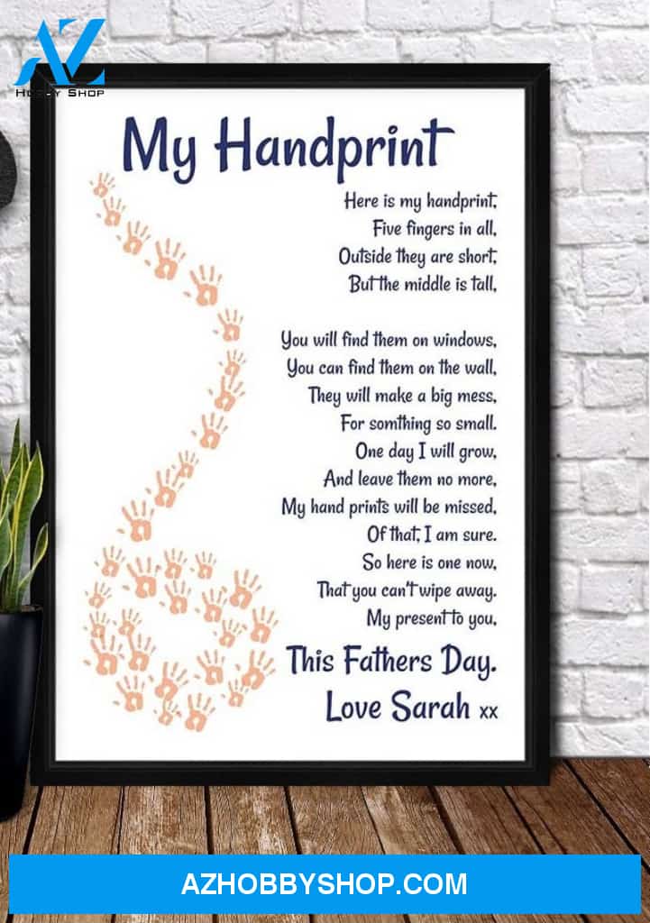 Personalized Canvas, HAND PRINT POEM Canvas And Poster, Wall Decor Visual Art, Gift Father's Day