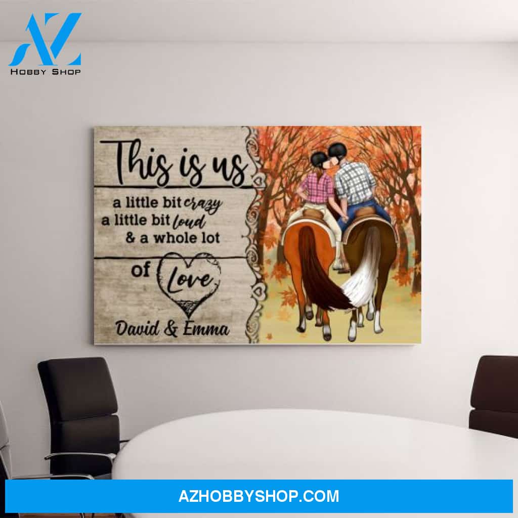 Personalized Canvas, Horseback Riding Couple Holding Hand, This Is Us, Gift for Couple and Horse Lovers
