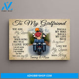 Personalized Canvas, Motorcyle Couple, Gift for Biker Wife, Motorcycle Lovers, Riding Couple