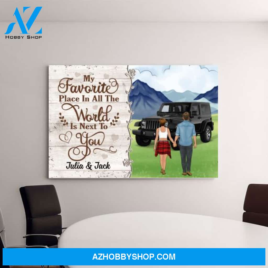 Personalized Canvas, My Favorite Place In All The World Is Next To You, Gift for Couples, Car Lovers