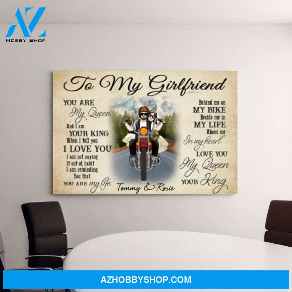 Personalized Canvas, Old Motorcycle Couple, Happy Wedding Anniversary, Gift for Her, Gift for Bikers, Couple