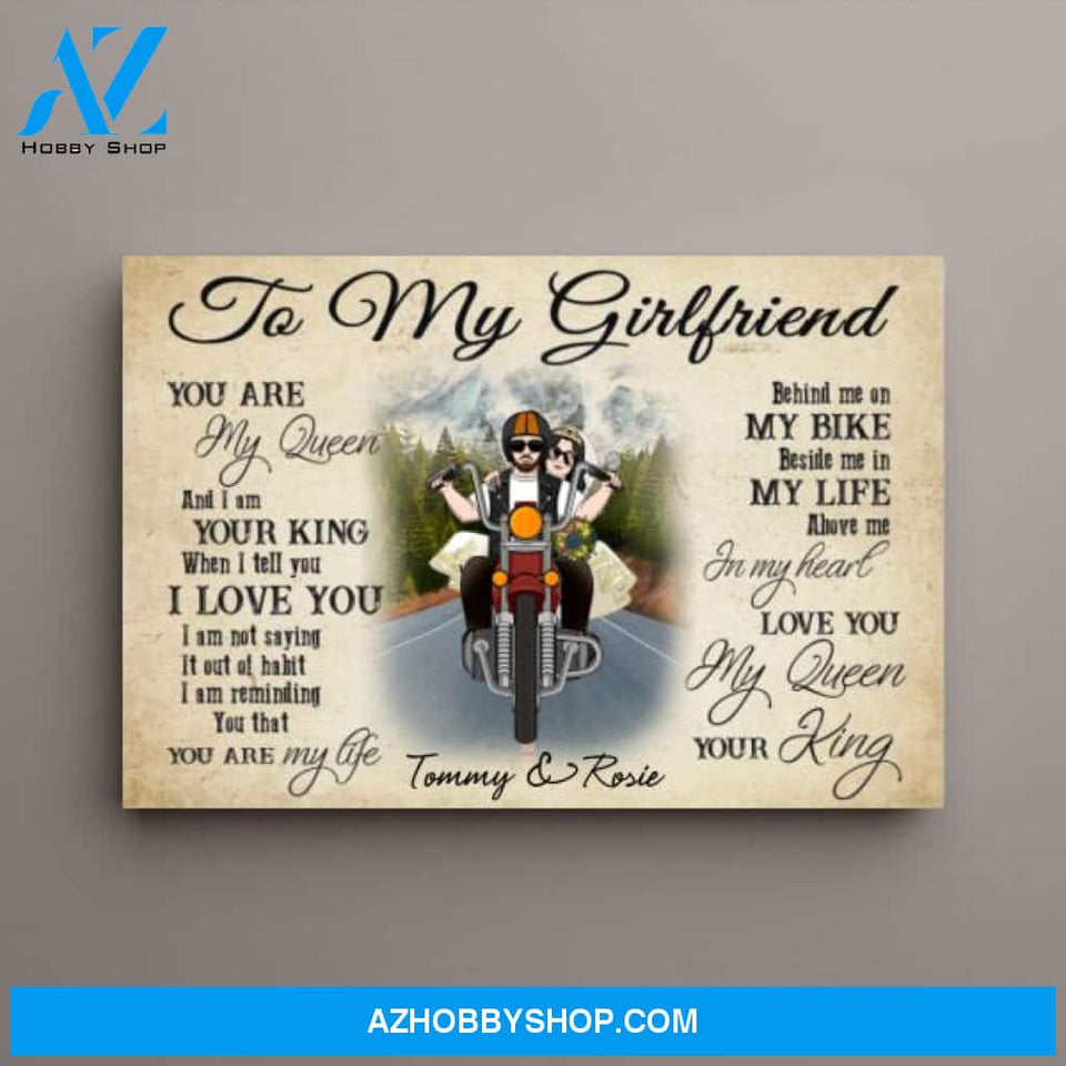 Personalized Canvas, Old Motorcycle Couple, Happy Wedding Anniversary, Gift for Her, Gift for Bikers, Couple