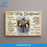 Personalized Canvas, Old Motorcycle Couple, Happy Wedding Anniversary, Gift for Her, Gift for Bikers, Couple