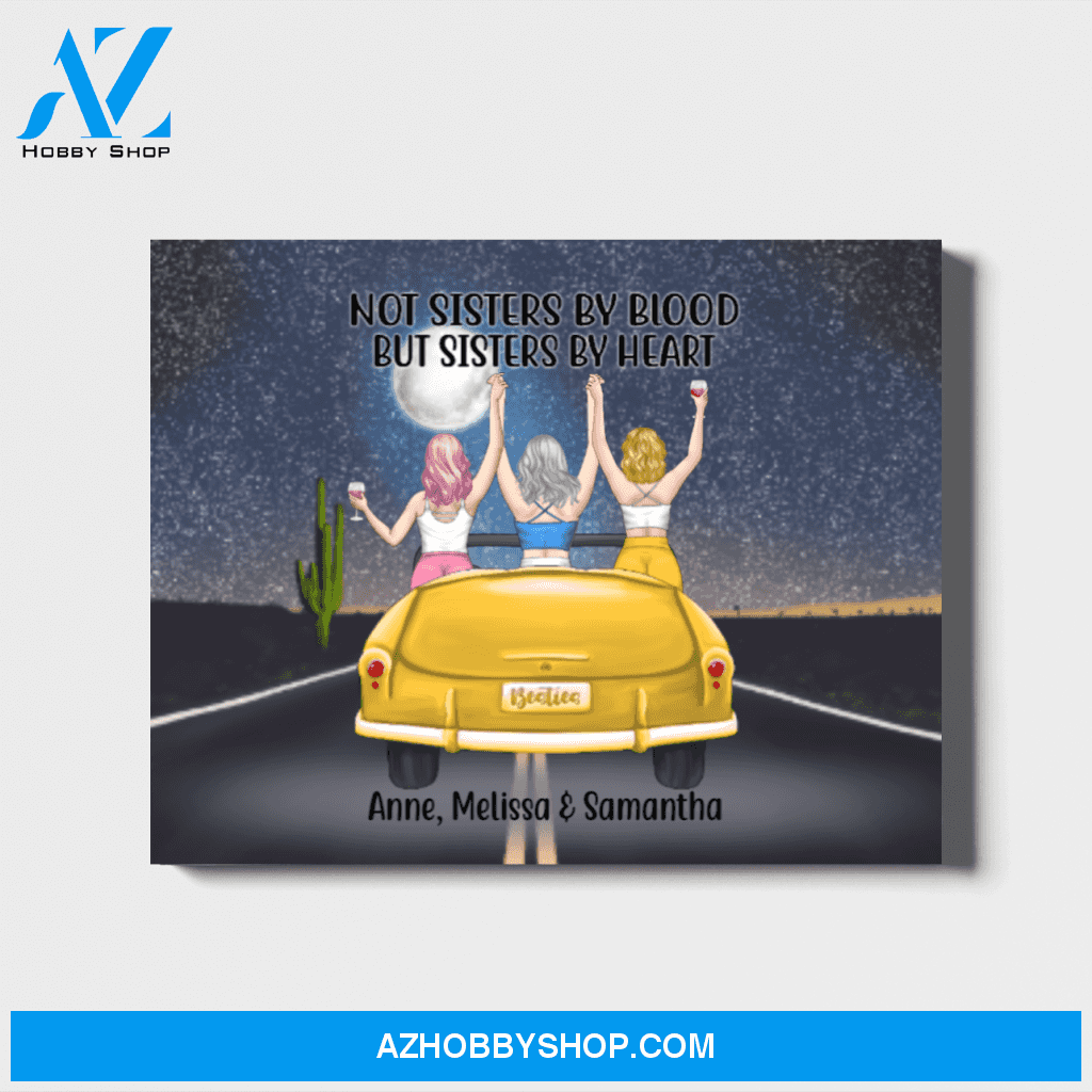 Personalized Canvas, Sisters In Car, Custom Gift for Sister Besties