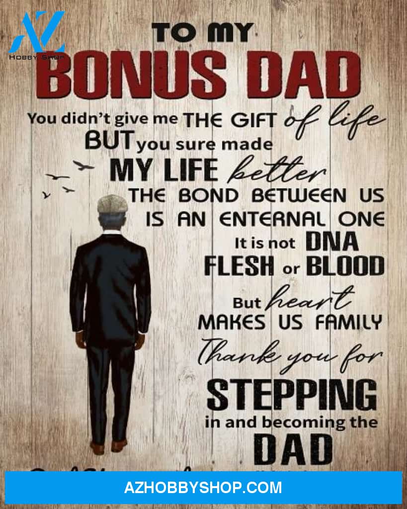 Personalized Canvas, To My Bonus Dad Canvas Wall Art Gifts For Dad, Mom Wall Decor Visual Art, Canvas Decor Fathers Day Gift Ideas
