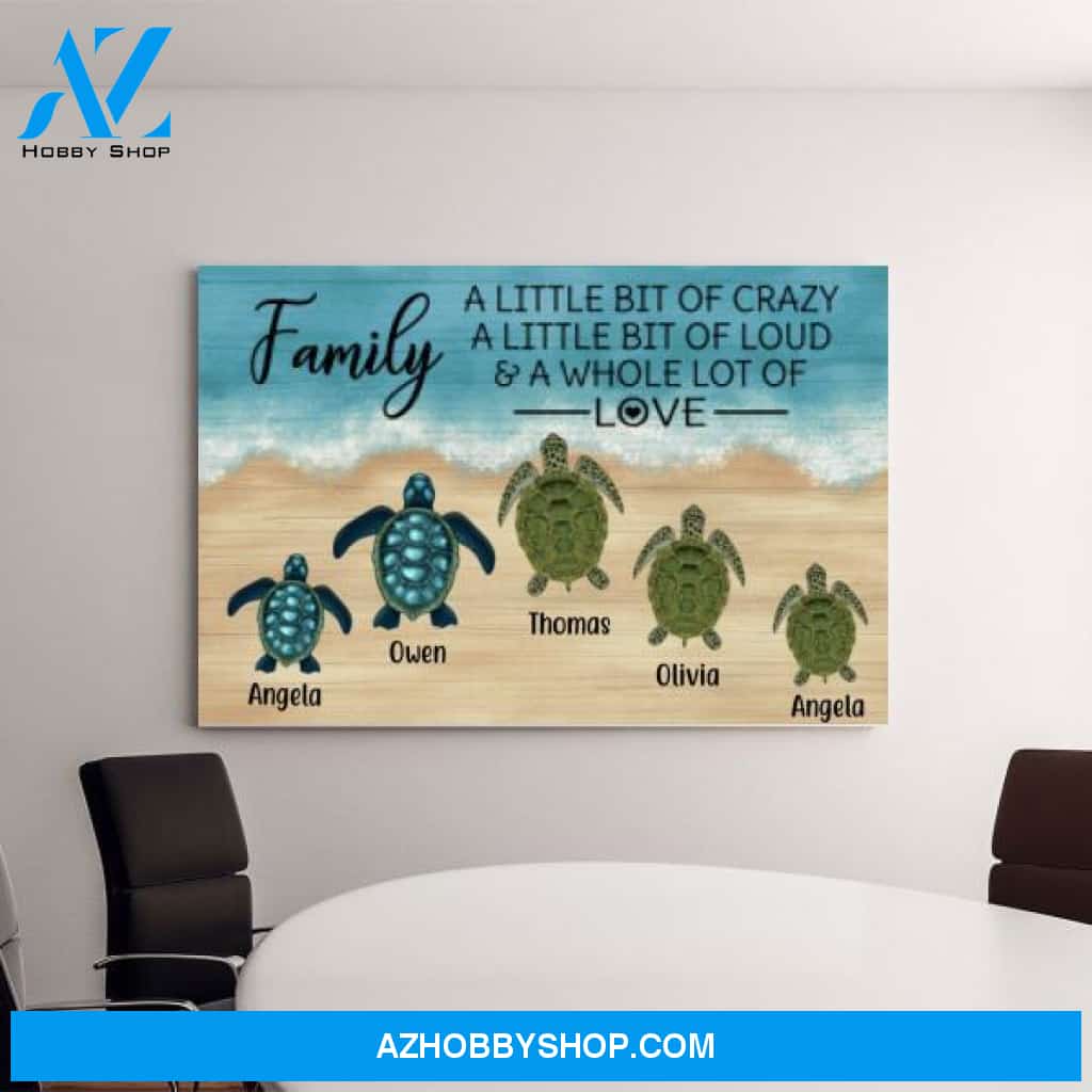 Personalized Canvas, Turtle Family On The Sea, Gifts for Sea Turtle Lovers