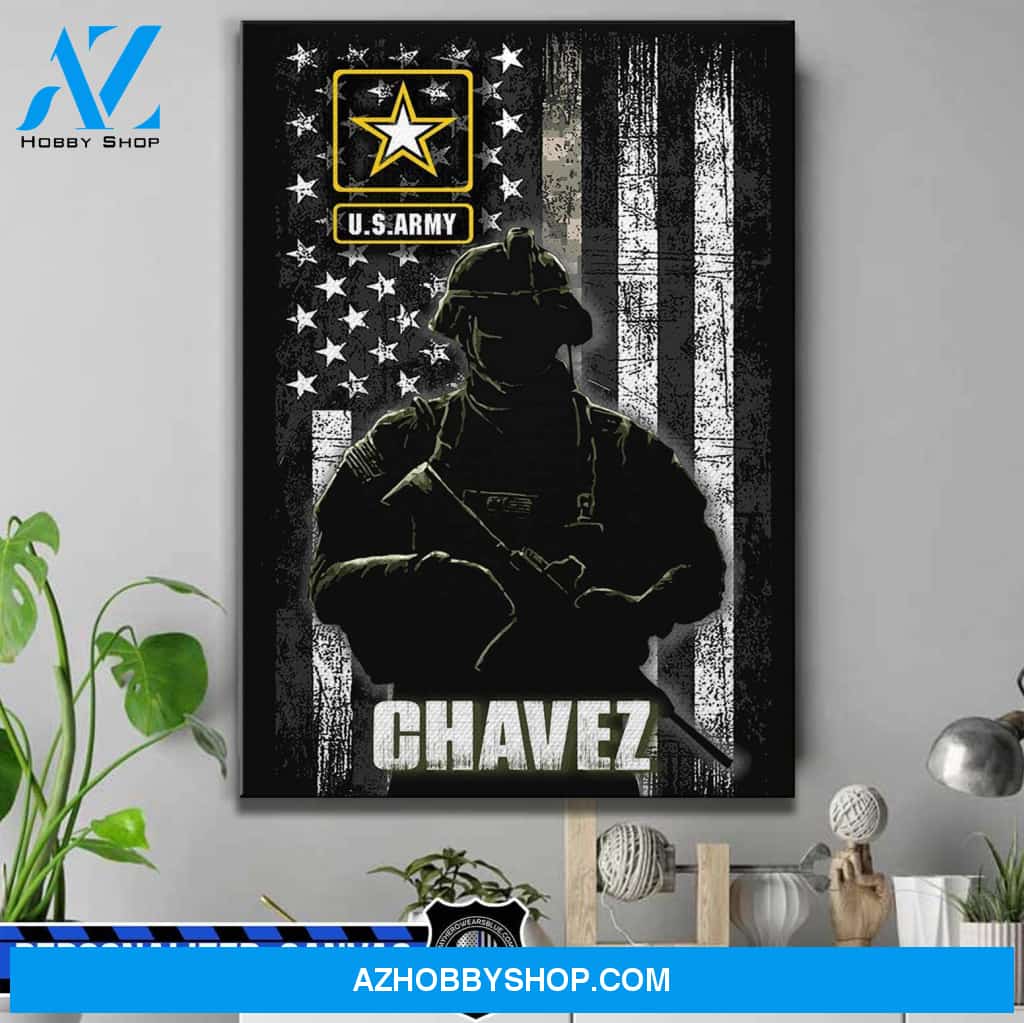 Personalized Canvas – Us Army Soldier – Camou Line – Canvas