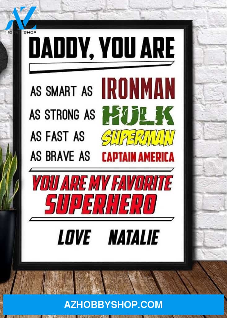 Personalized Canvasm, DAD MY SUPERHERO Canvas And Poster, Wall Decor Visual Art, Gift Father's Day