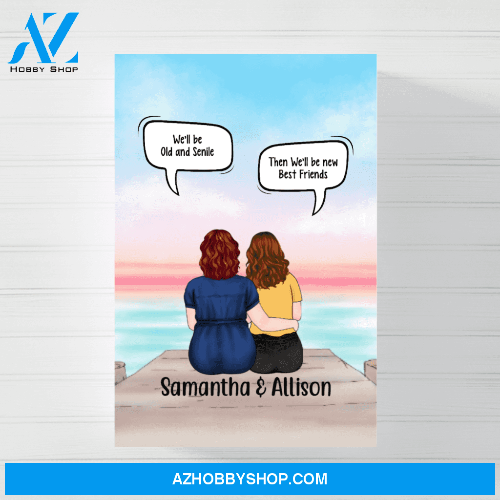 Personalized Canvas/Poster, Mother and Daughter In Conversation, Custom Gift for Mother's Day