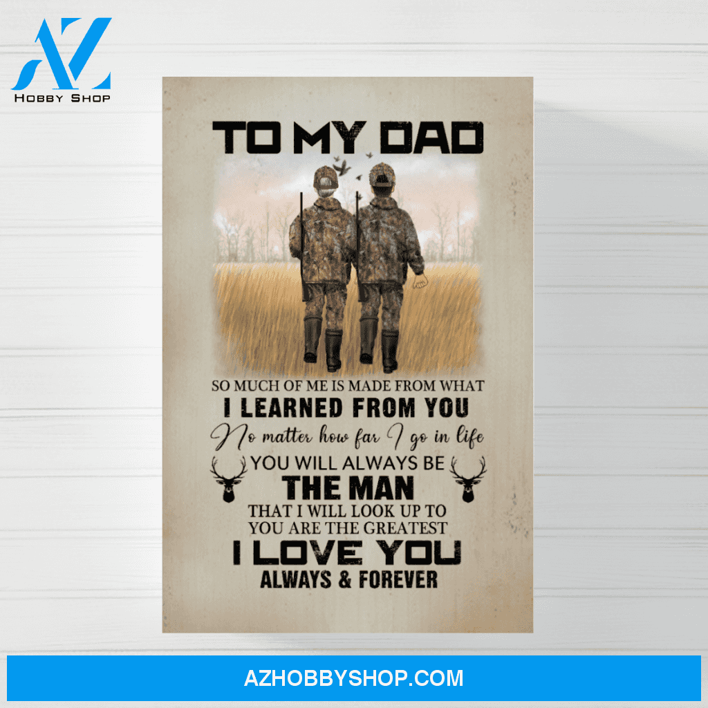 Personalized Canvas/Poster, To My Dad, Hunting Dad and Son, Custom Gift for Father's Day