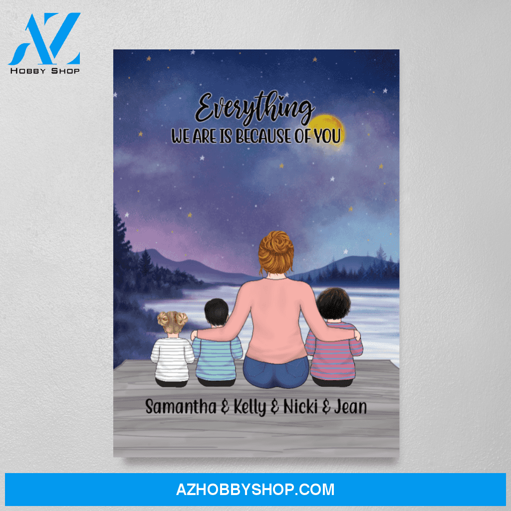 Personalized Canvas/Poster, Woman and Kids, Custom Gift for Mother's Day