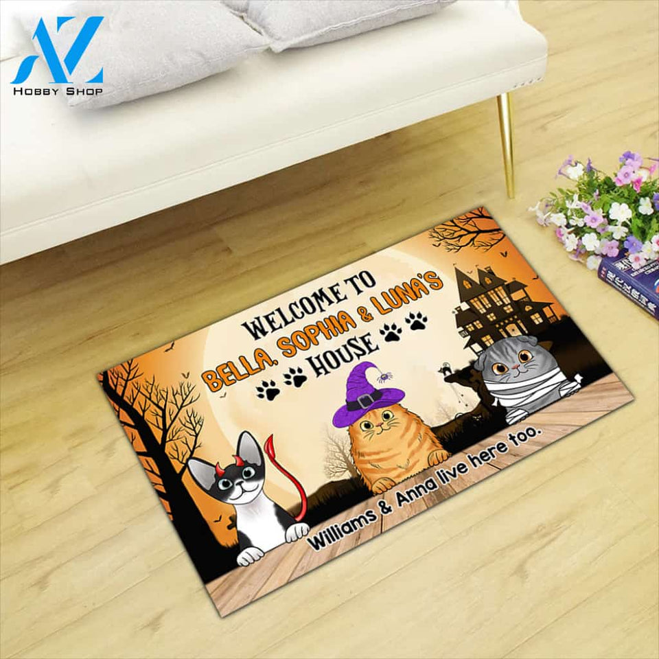 Personalized Cat Breed & Name, Custom Doormat Cat Halloween, Welcome To Cat's House, Cat Lovers, M0402, DO99
