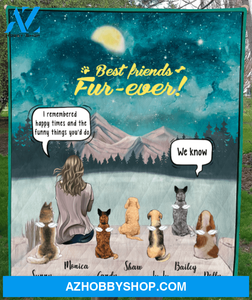 Personalized cat, dog memorial gift idea for cat dog owners, cat dog mom - Mom & 6 Pets memorial quilt blanket - Best Friends Fur - ever
