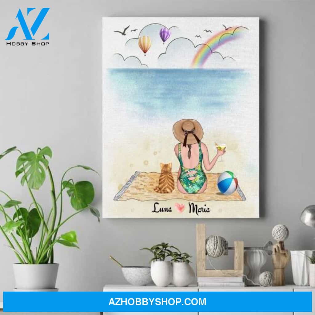 Personalized Cat Mom Canvas - Cat Gifts For Women - Up To 4 Cats