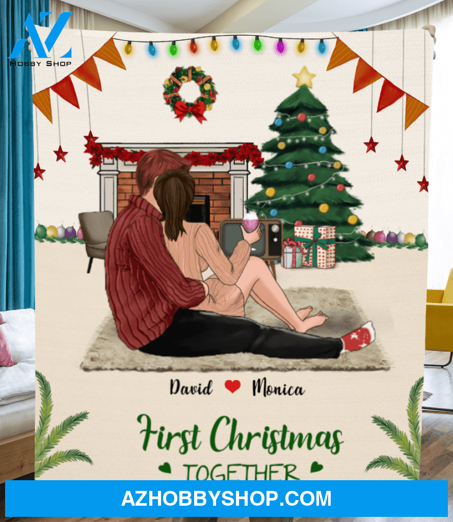 Personalized Christmas Gifts For Couple, Husband And Wife - Couple Personalized Fleece Blanket - First Christmas Together