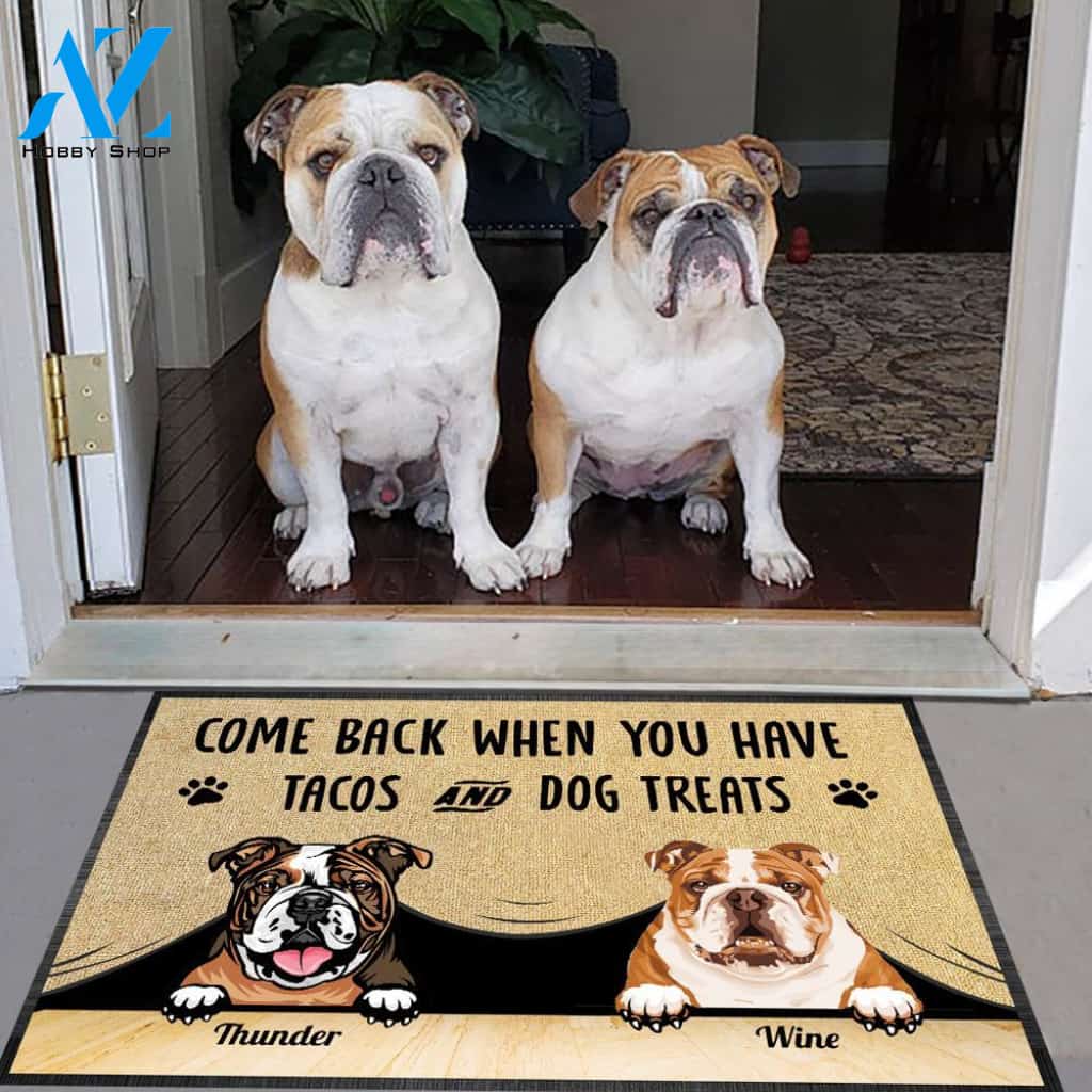 Gosszy - Personalized Come Back When You Have Dog Doormat With Anti-slip Rubber, Dogs & Text Can Change, Funny Welcome Doormat, Non-Woven Fabric Doormat