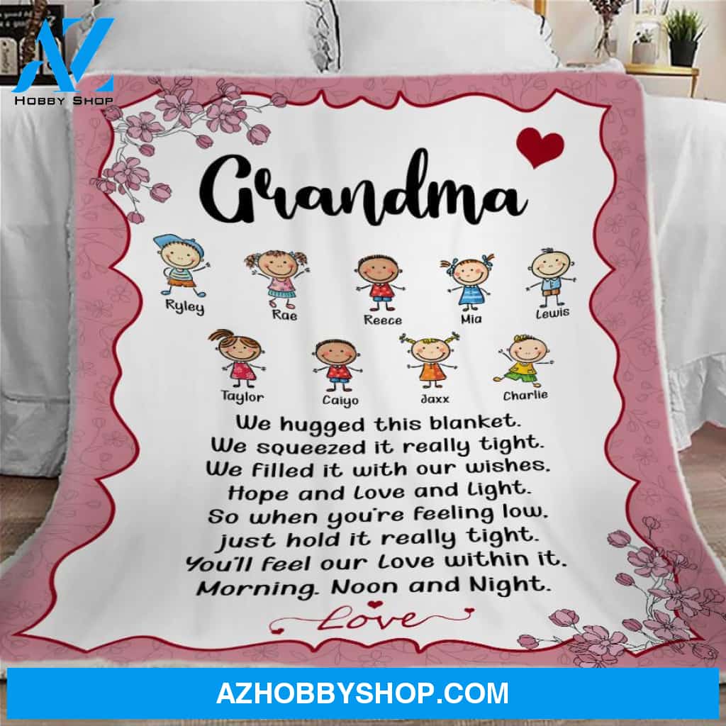 Personalized Cute Nana Blanket, Grandma Blanket, Letter From Grandkids For Grandma, Fleece Sherpa Blanket