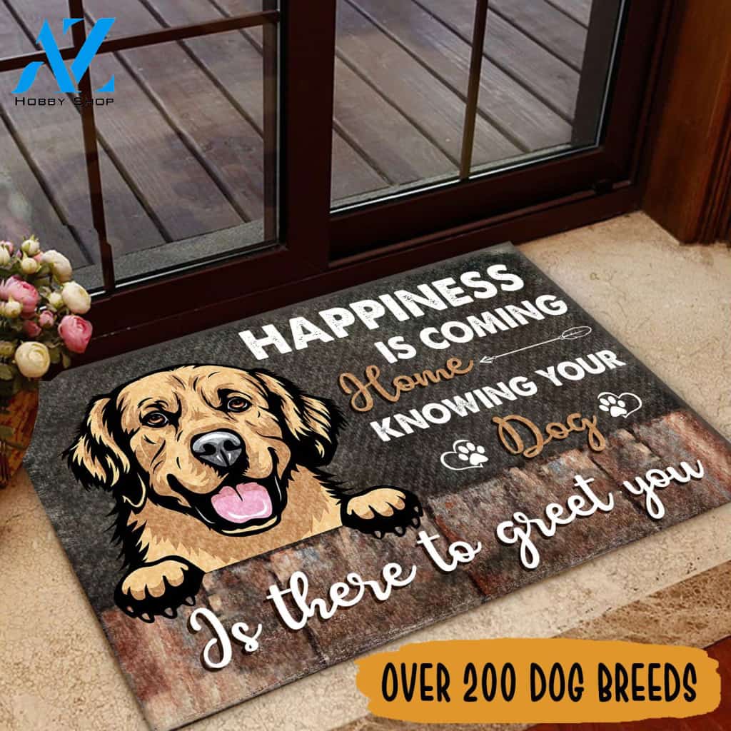 PERSONALIZED DOG BREED Happiness Doormat Full Printing | Welcome Mat | House Warming Gift