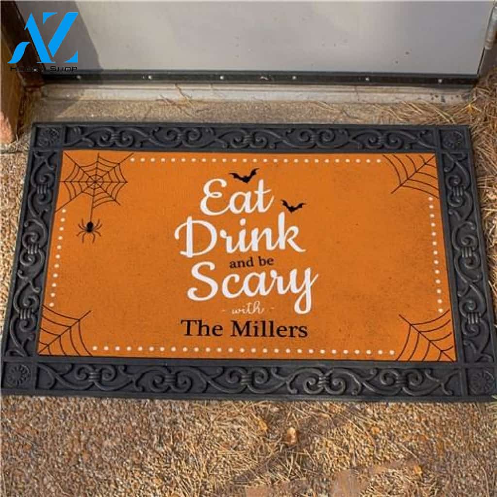Personalized Eat Drink And Be Scary Halloween Doormat