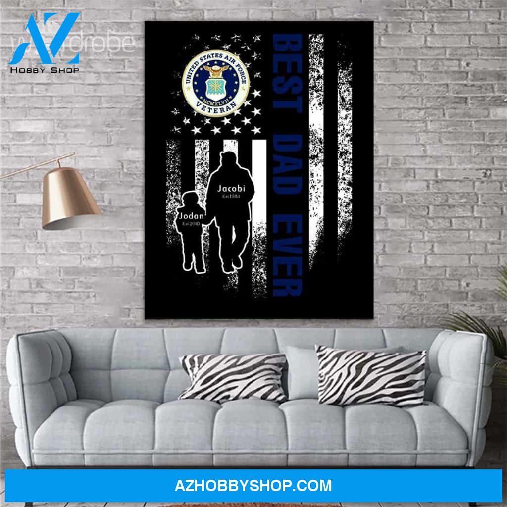 Personalized Father's Day Gift Custom Canvas Dad And Son United States Air Force Veteran