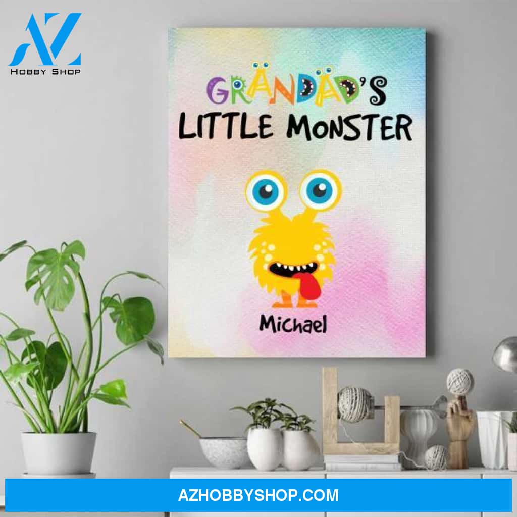 Personalized Grandpa Canvas - New Grandparent Gift - Up To 8 Little Monsters