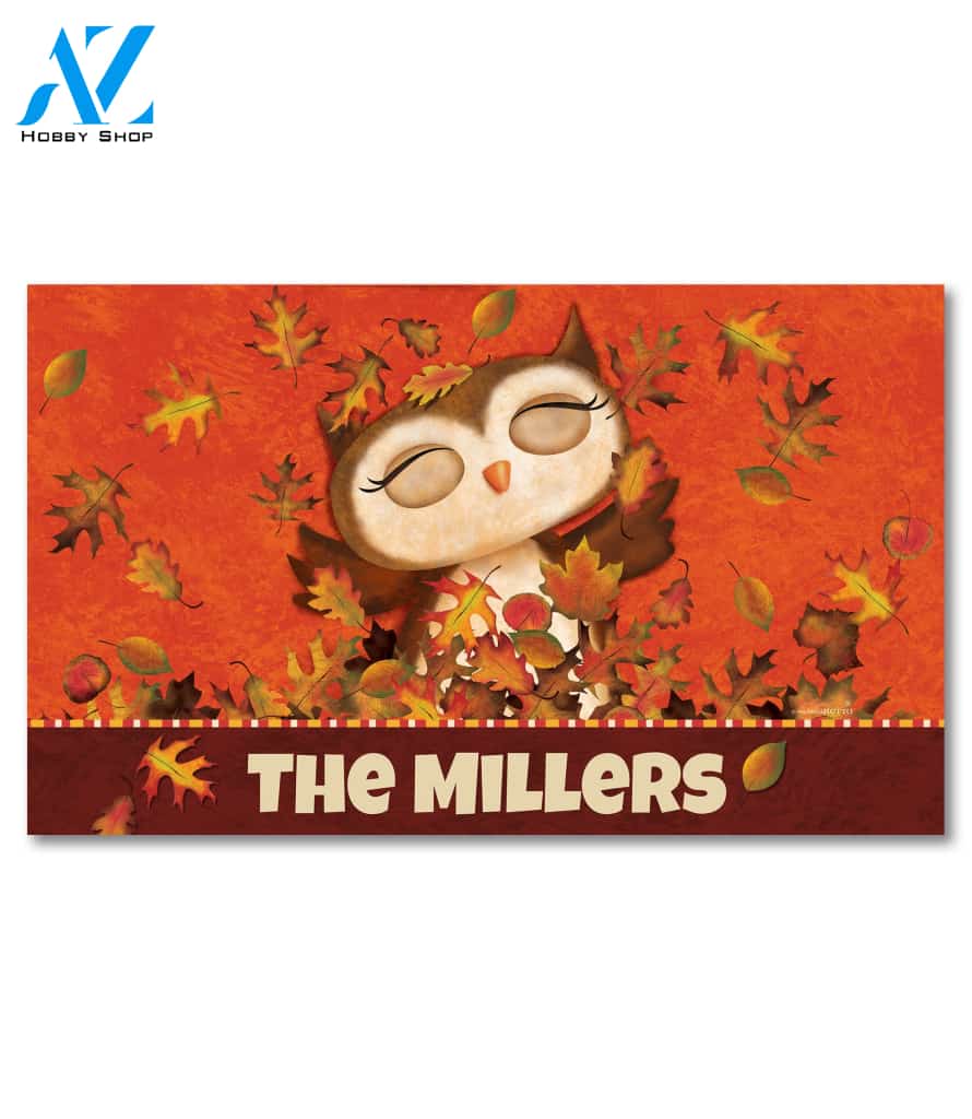 Personalized Happy Fall Owl Doormat - 18" x 30"