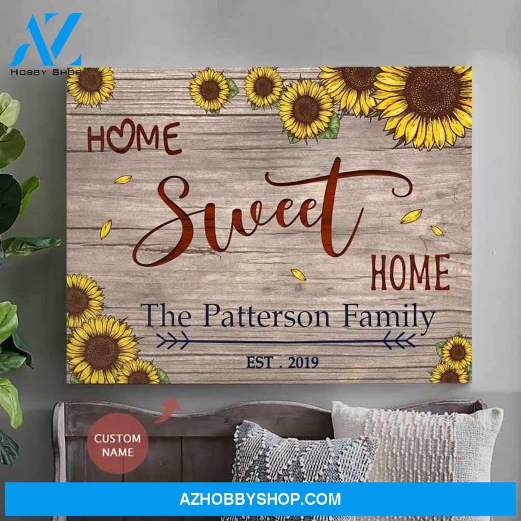 Personalized Home Sweet Home Name And Date Wall Art Canvas