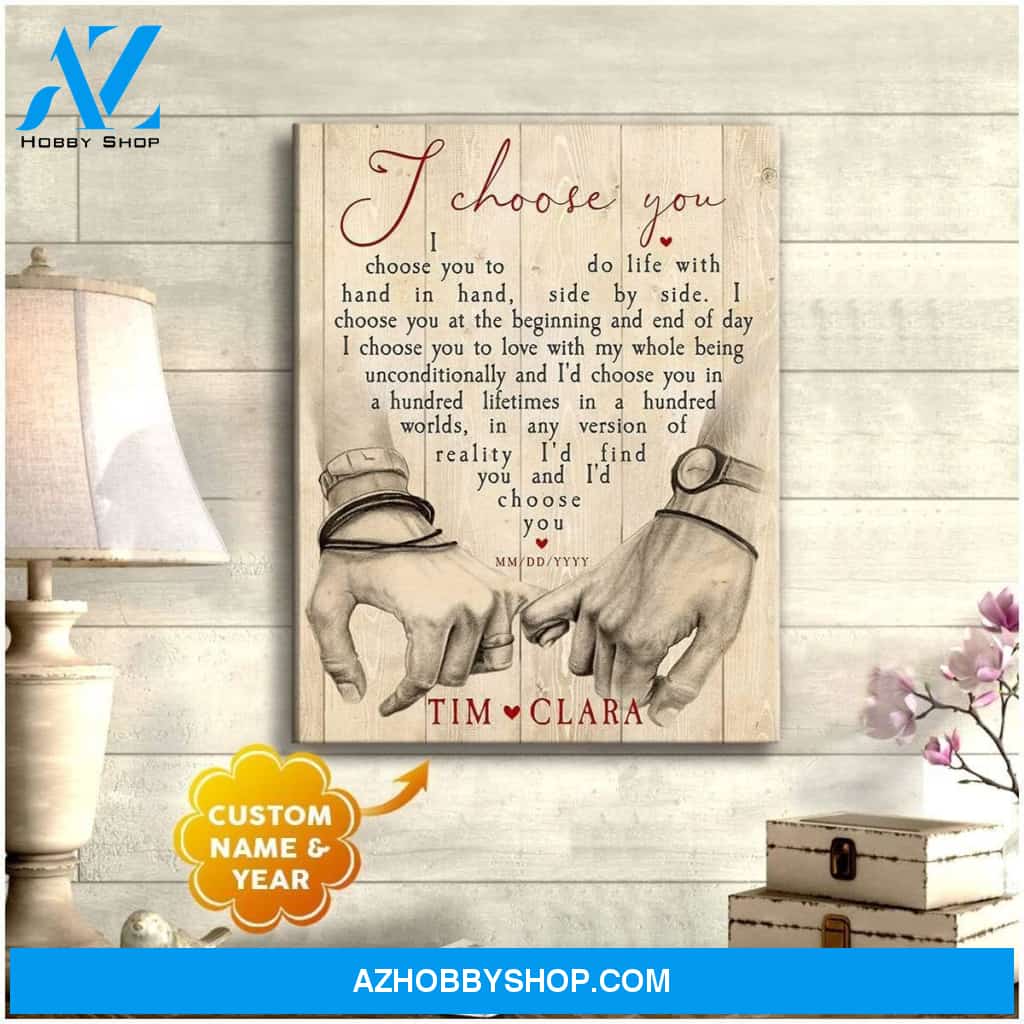 Personalized I Choose You Family Name Wall Art Canvas