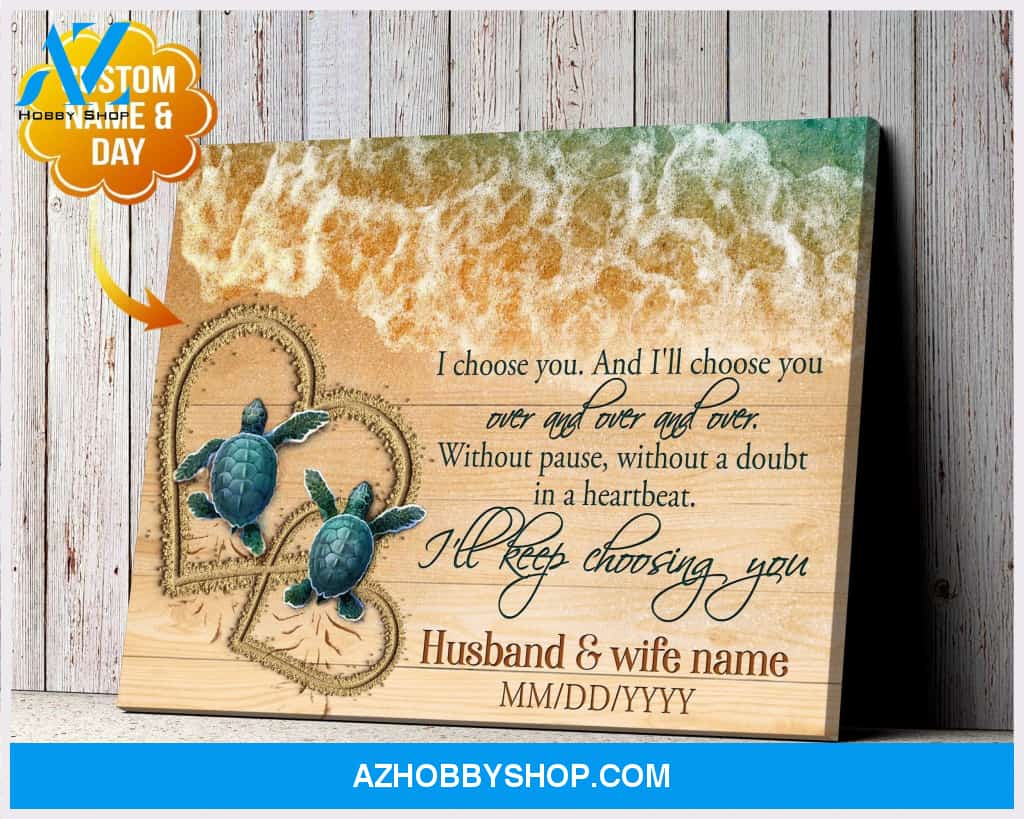 Personalized I Choose You Turtle Name Wall Art Canvas