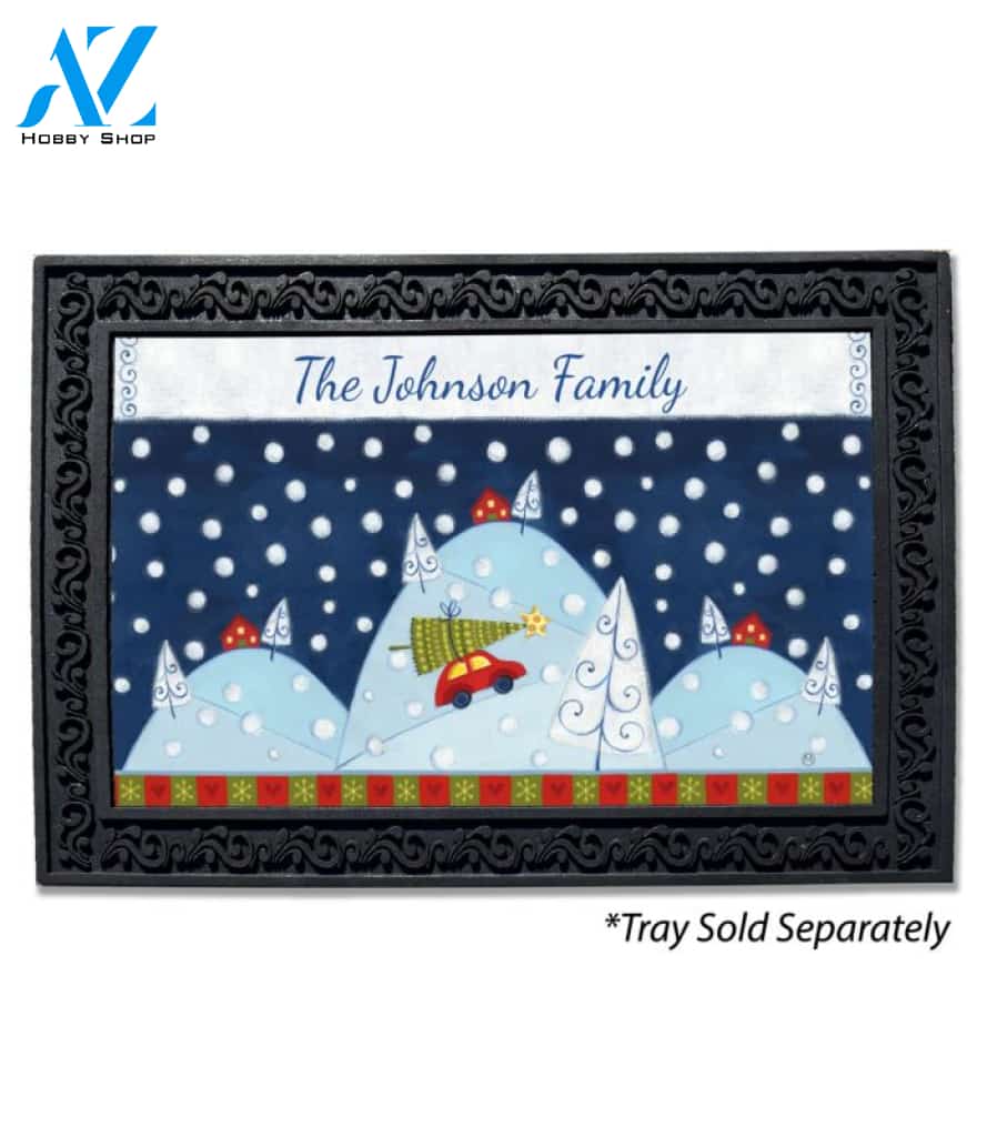 Personalized Joy Christmas Tree - Doormat - 18" x 30"