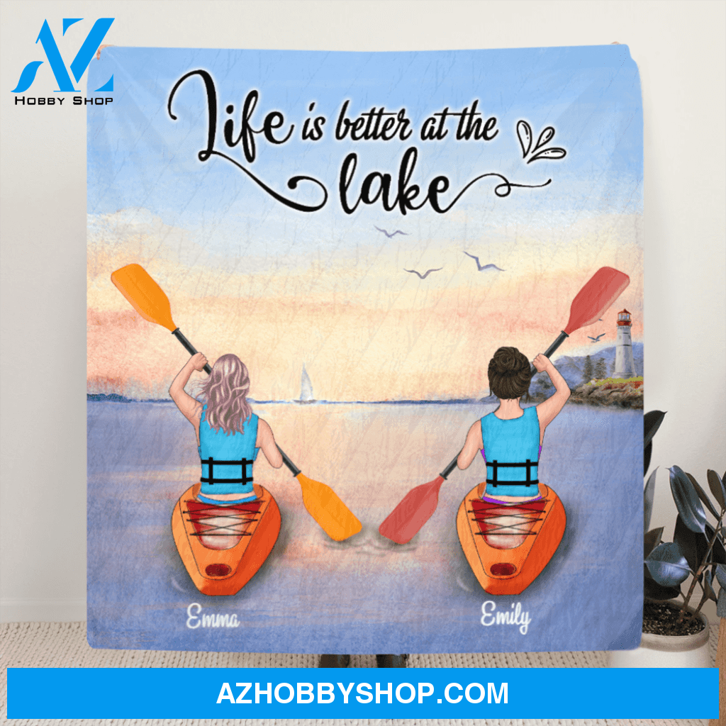 Personalized Kayak Quilt Blanket - Couple Women & Women - Best Gift for Same Sex Couple - Life Is Better At The Lake - FKUJGV