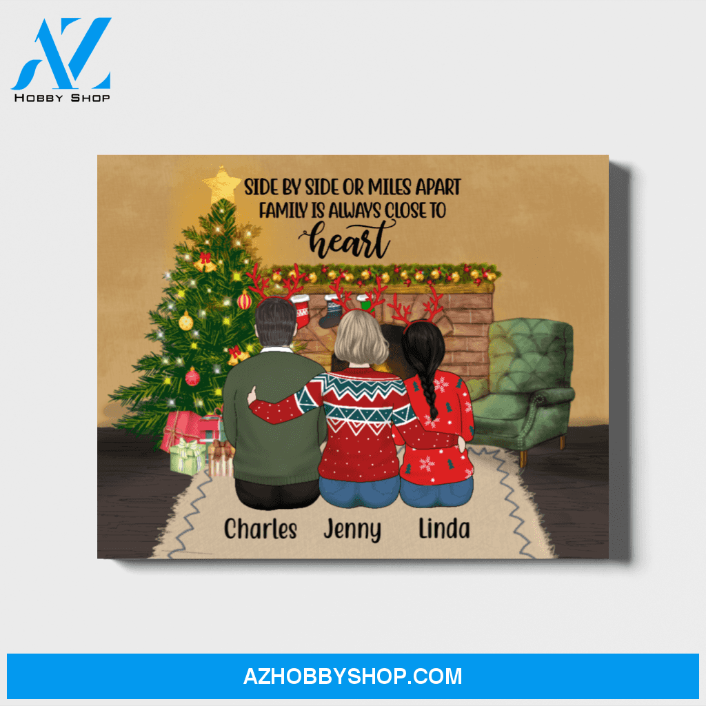 Personalized Landscape Canvas, Father and Daughters, Custom Gift for Christmas