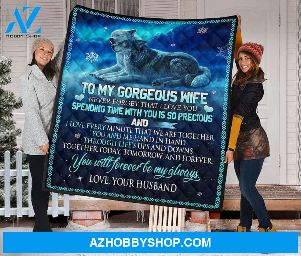 Personalized Letter To My Wife Wolf Fleece Blanket