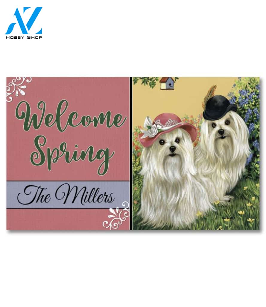 Personalized Maltese Mr & Mrs Doormat - 18" x 30"