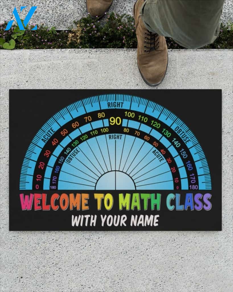 Personalized Math Teacher Mat - Welcome to Math Class Funny Doormat Gift For Student Teacher Classroom Home Decor Warm House Gift Welcome Mat Halloween Decor