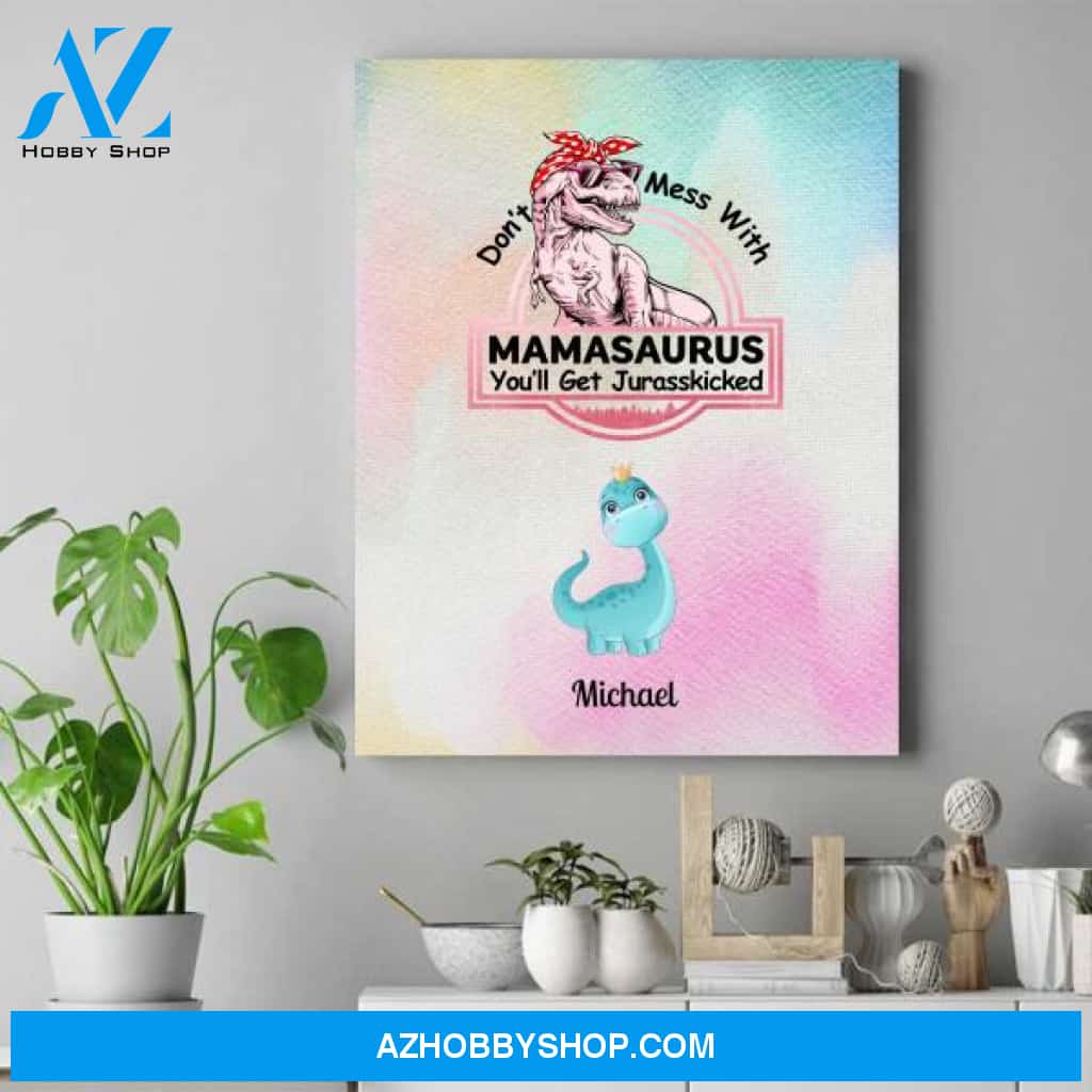 Personalized Mother Canvas - Birthday Gifts For Mum - Up To 8 Dinosaurs
