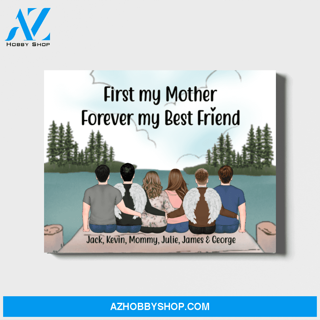 Personalized Mother Landscape Canvas, Memorial Brothers with Family, Custom Gift for Family Lovers
