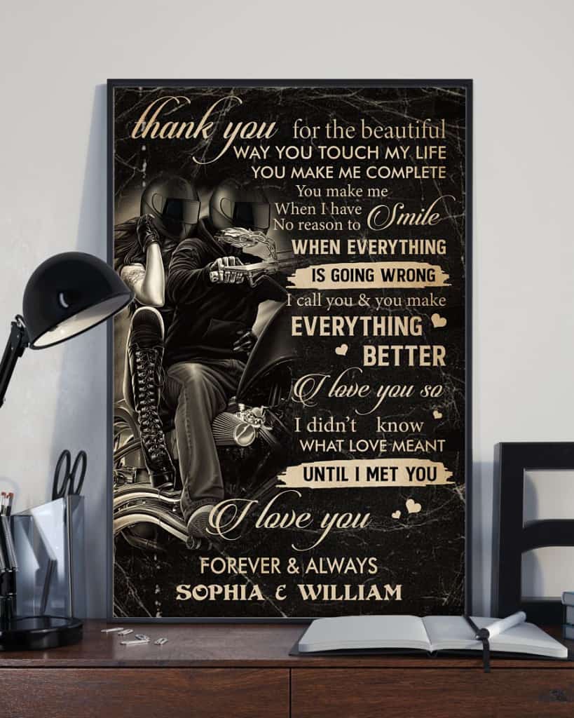 Personalized Motorcycling Way You Touch My Life Custom Name Vertical Poster/ Matte Canvas No Frame