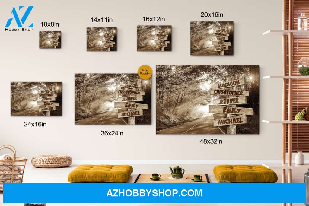 Personalized Name Forest Road Multi Canvas Print Wall Art - Matte Canvas